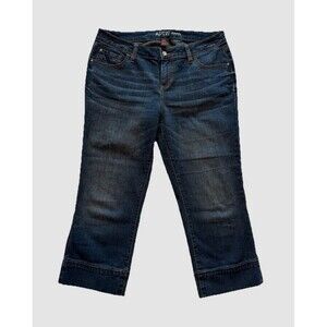 Apt. 9 Straight Leg Womens Capri Denim Jeans Size 12 Crop Cuffed Stretch